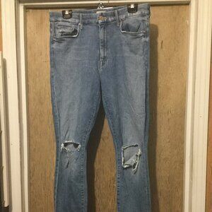Mother High waisted Looker ankle fray size 32 destressed good condition denim